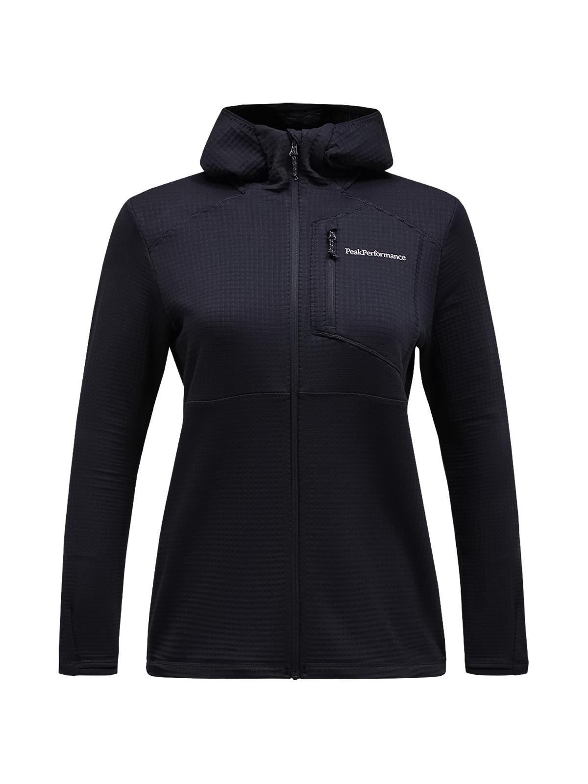 W Trail Polartec Zip Hood-BLACK