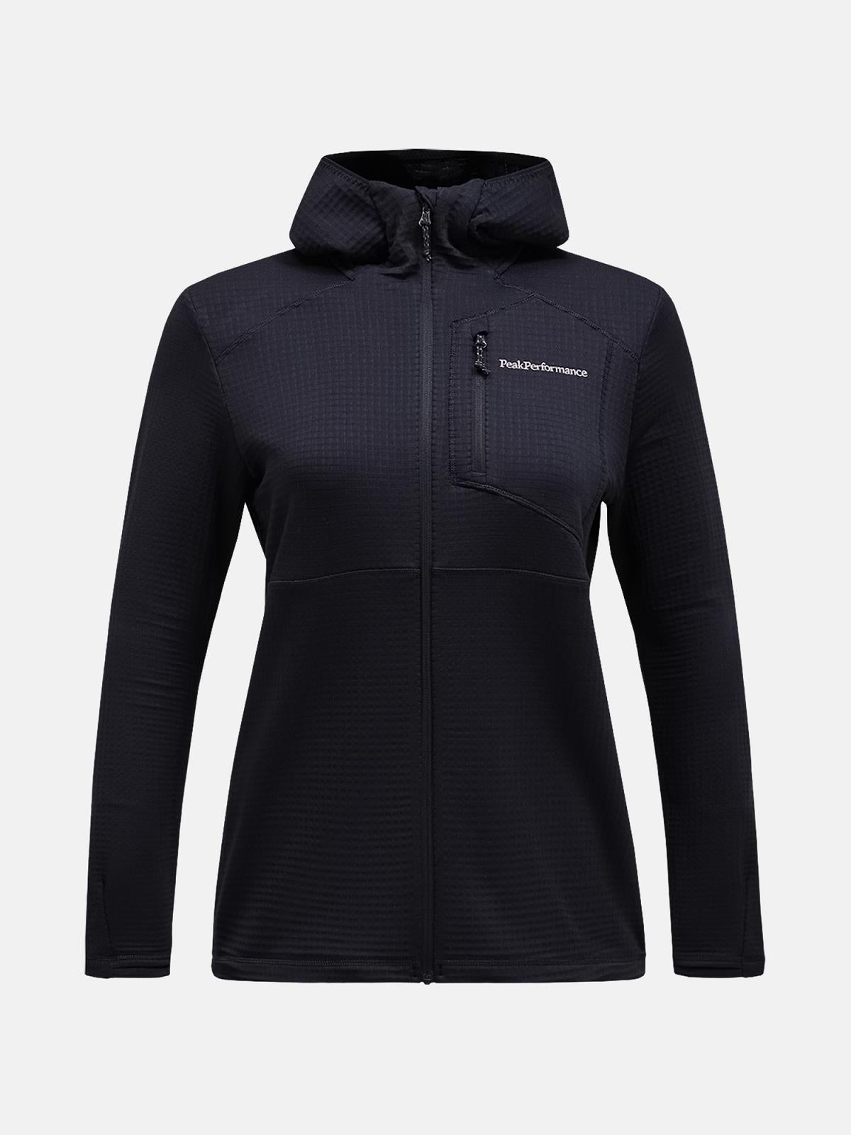 W Trail Polartec Zip Hood-BLACK