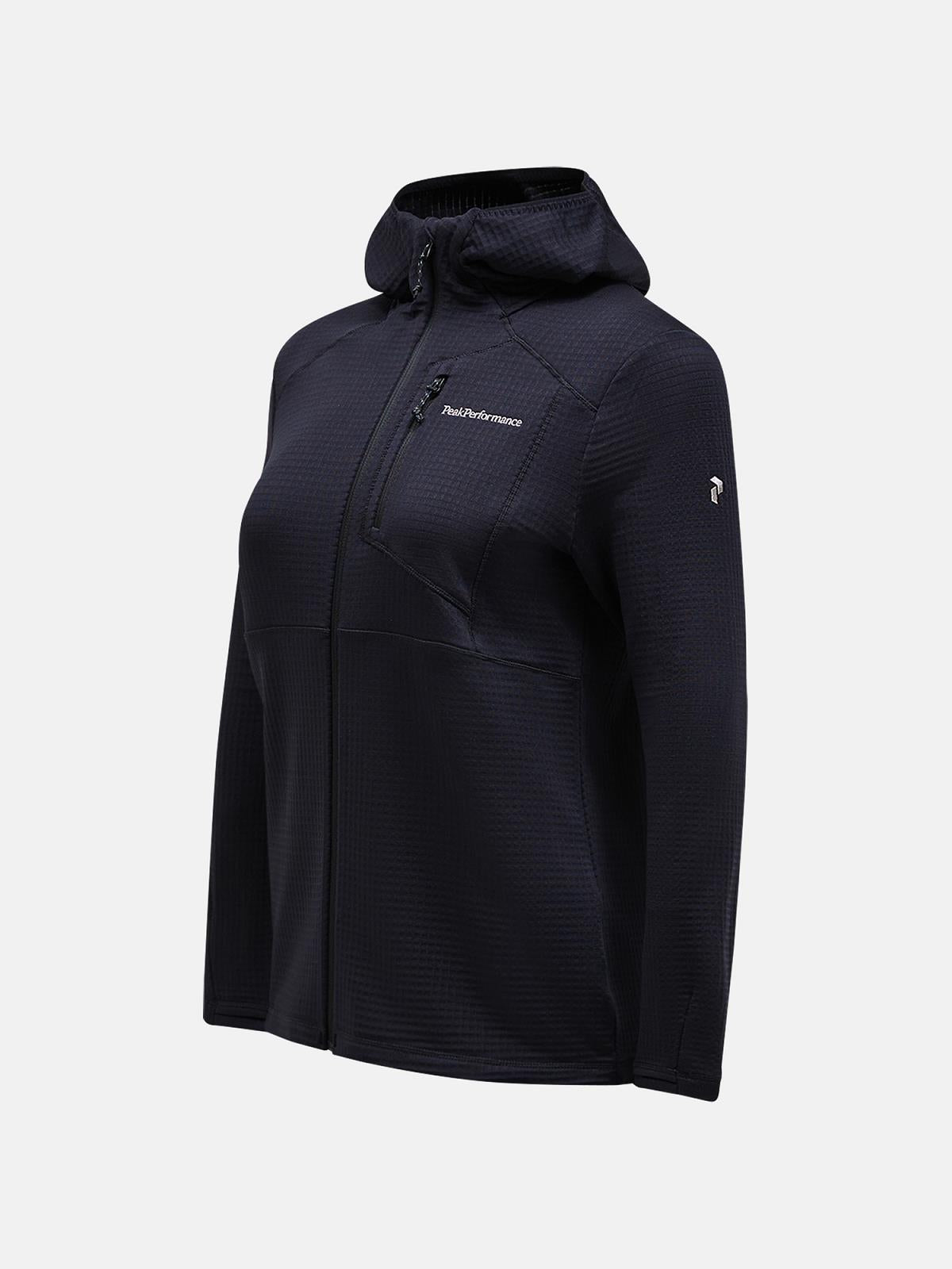 W Trail Polartec Zip Hood-BLACK