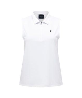 Comfort Zip Sleeveless Polo Women White
