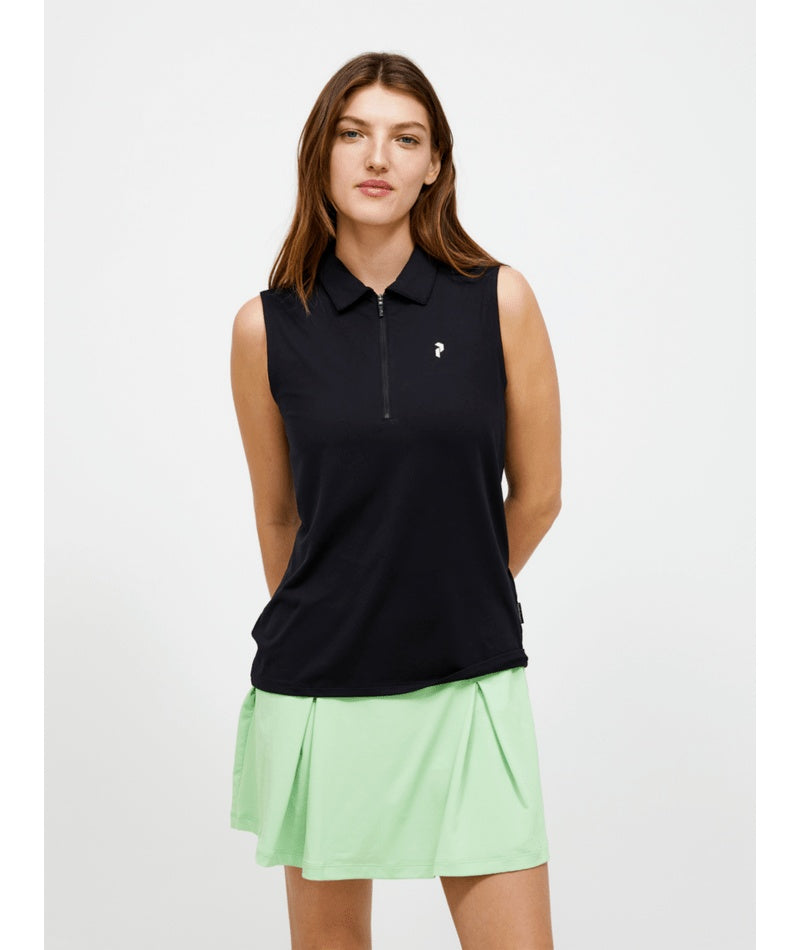 Comfort Zip Sleeveless Polo Women Black