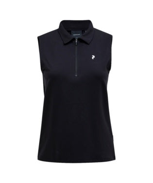 Comfort Zip Sleeveless Polo Women Black