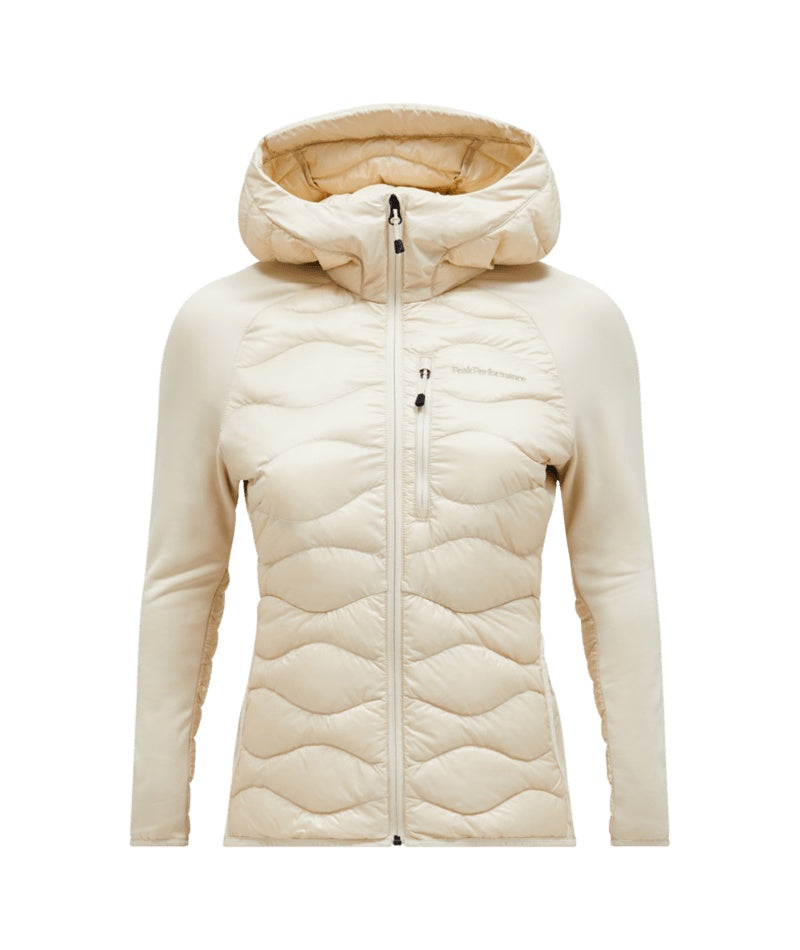 Helium Hybrid Down Hood Jacket Women Sand Fog