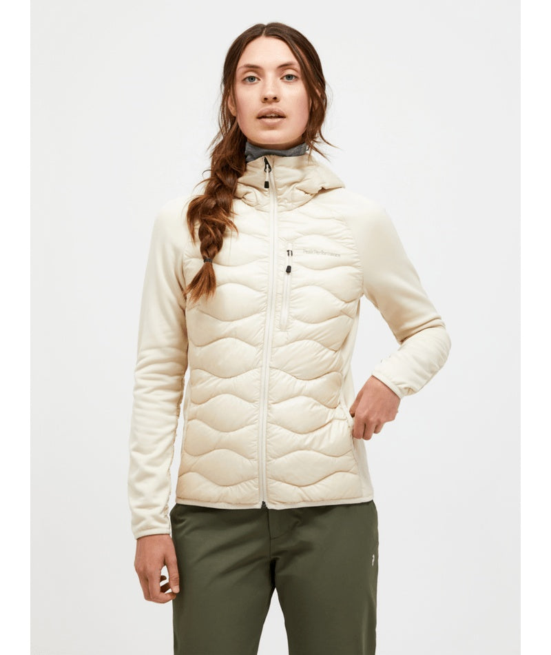 Helium Hybrid Down Hood Jacket Women Sand Fog