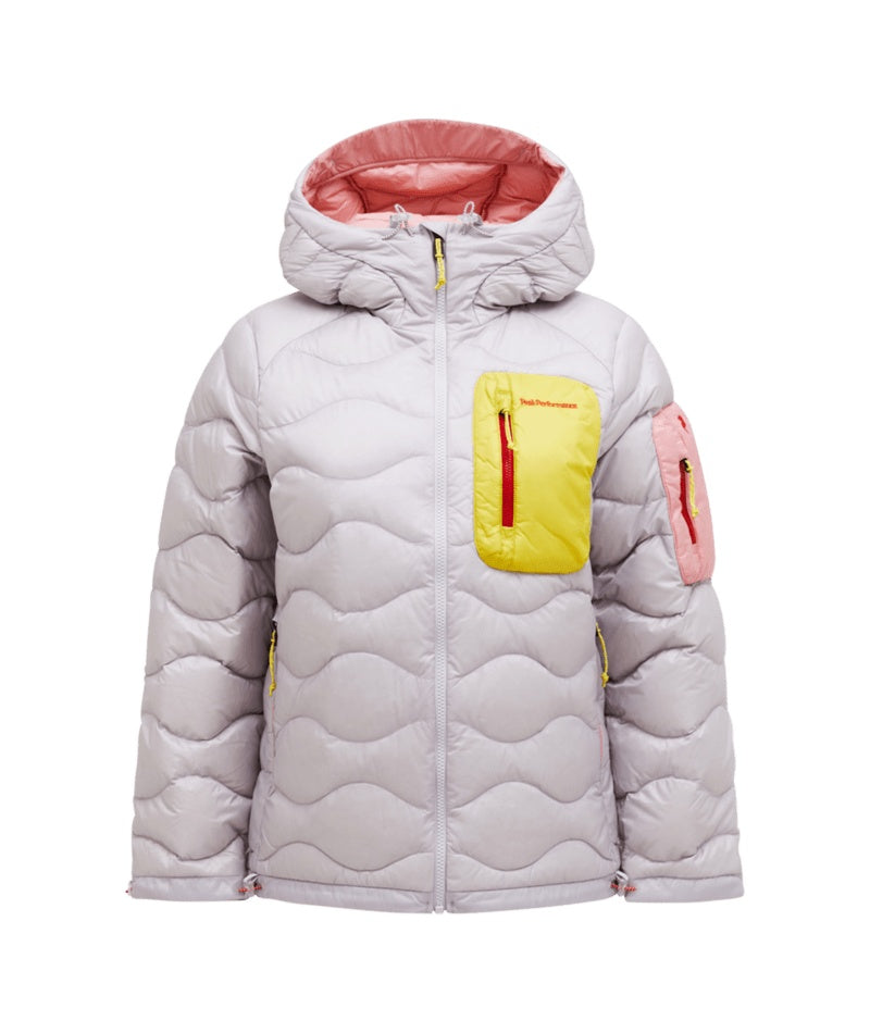 Helium Utility Down Hood Jacket Women Misty Lavender Canary Lime