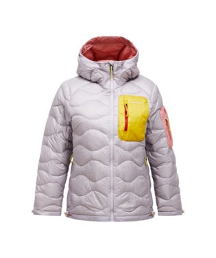 Helium Utility Down Hood Jacket Women Misty Lavender Canary Lime