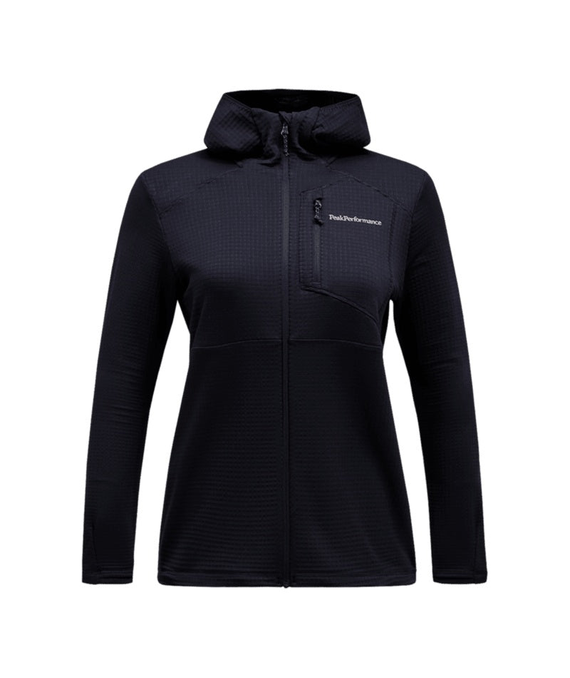 W Trail Polartec Zip Hood-BLACK