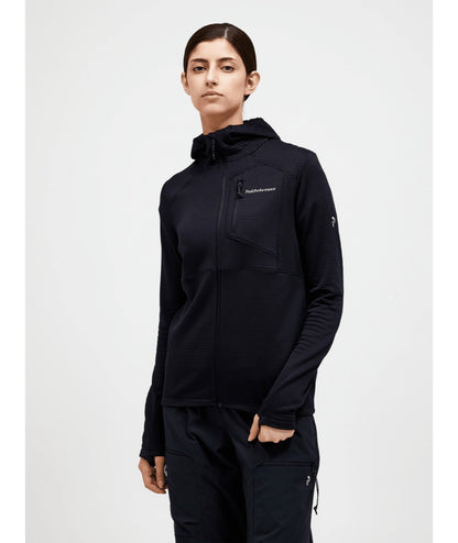 W Trail Polartec Zip Hood-BLACK