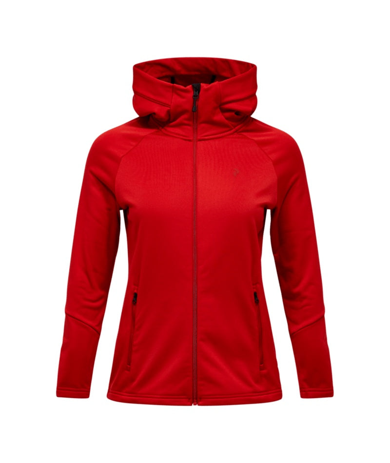Rider Essentials Midlayer Zip Hood Women Red Pompeian