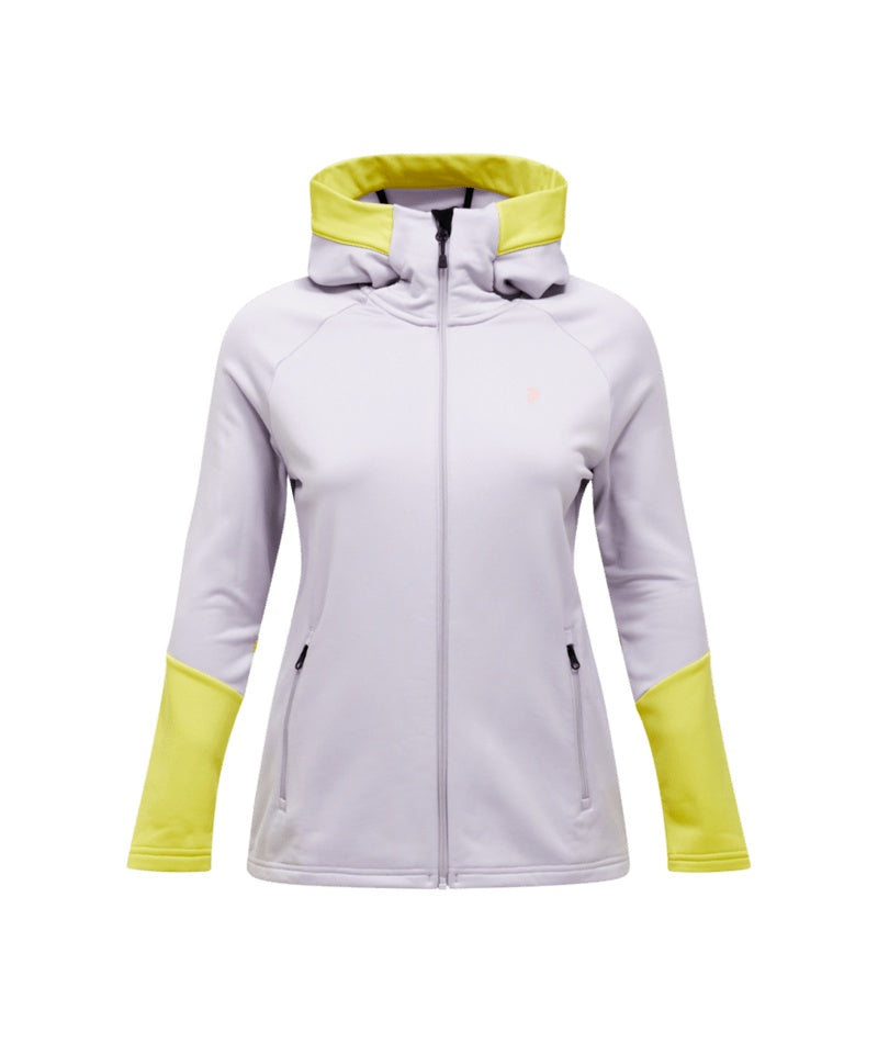 Rider Essentials Midlayer Zip Hood Women Misty Lavender Canary Lime