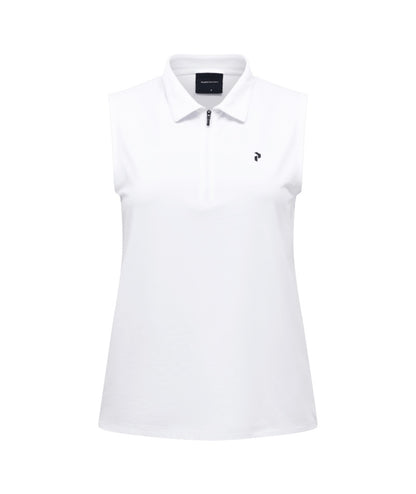 Comfort Zip Sleeveless Polo Women White
