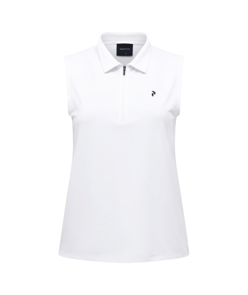 Comfort Zip Sleeveless Polo Women White