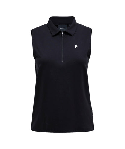 Comfort Zip Sleeveless Polo Women Black
