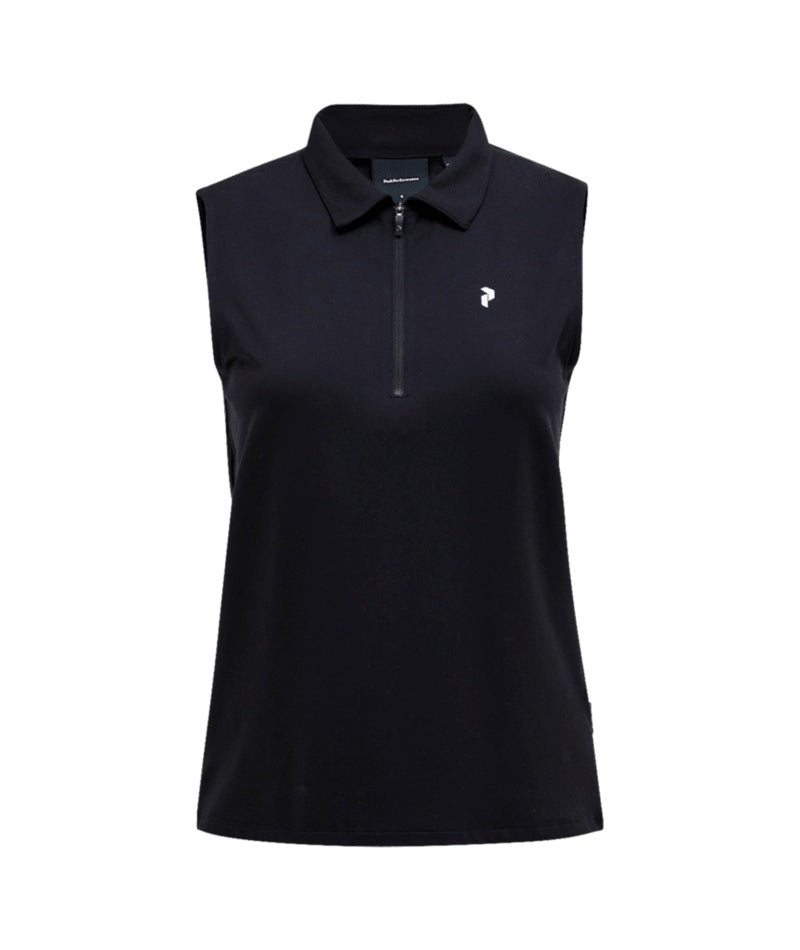 Comfort Zip Sleeveless Polo Women Black