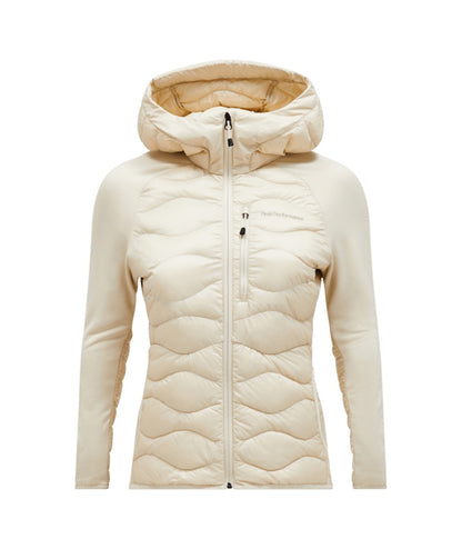 Helium Hybrid Down Hood Jacket Women Sand Fog