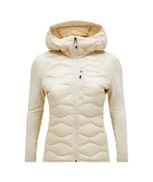 Helium Hybrid Down Hood Jacket Women Sand Fog