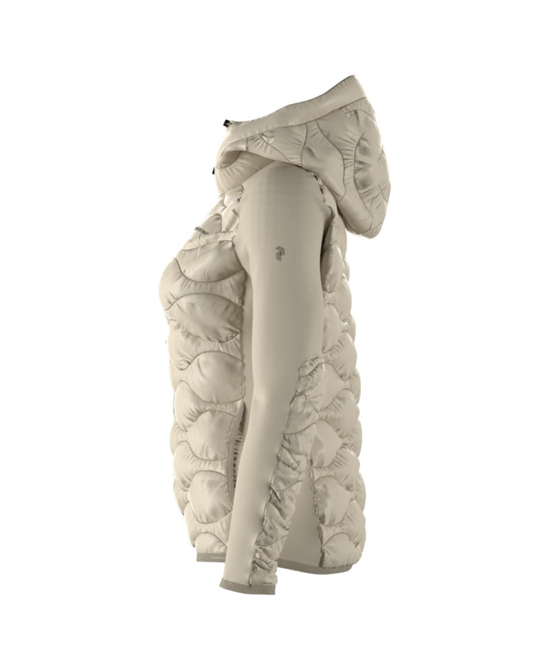 Helium Hybrid Down Hood Jacket Women Sand Fog