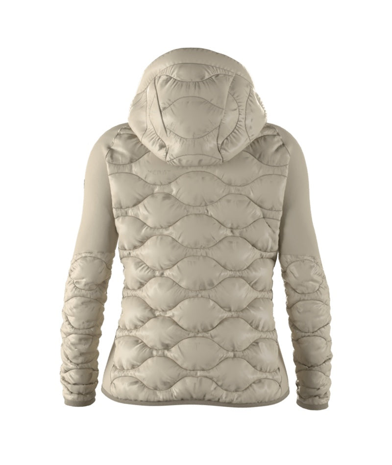 Helium Hybrid Down Hood Jacket Women Sand Fog