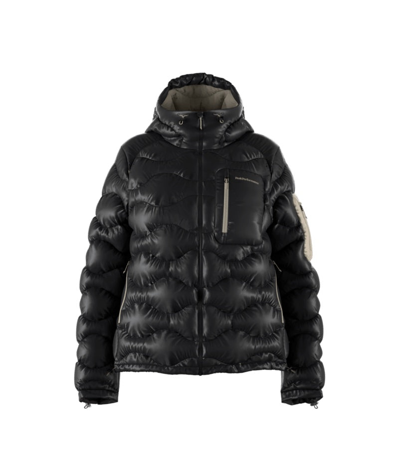 Helium Utility Down Hood Jacket Women Black Sand Fog