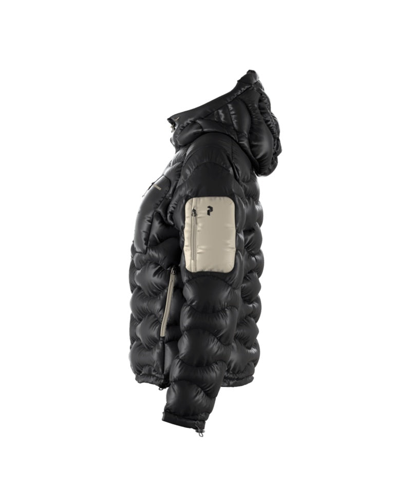 Helium Utility Down Hood Jacket Women Black Sand Fog
