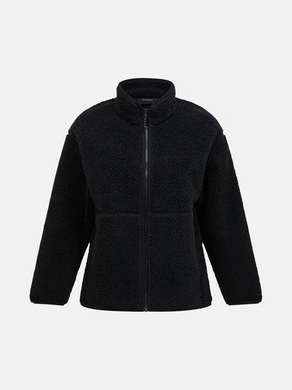 W Solid Pile Jacket-BLACK-BLACK